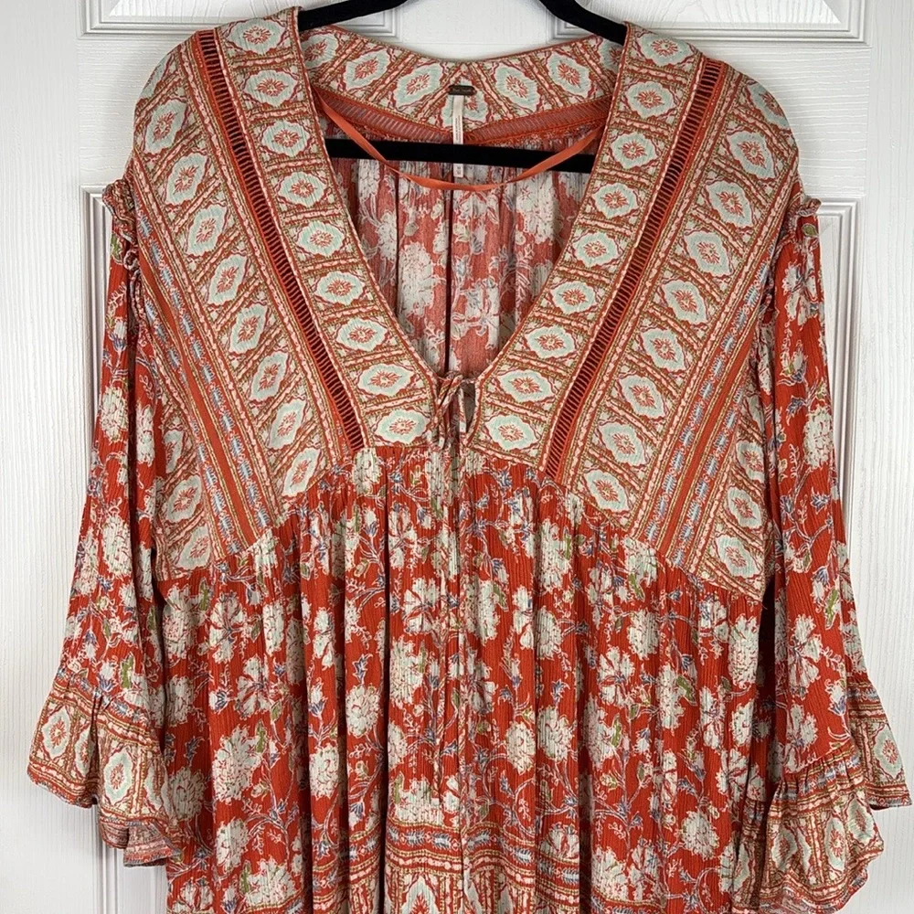 Free People orange moonlight dance tunic top sz